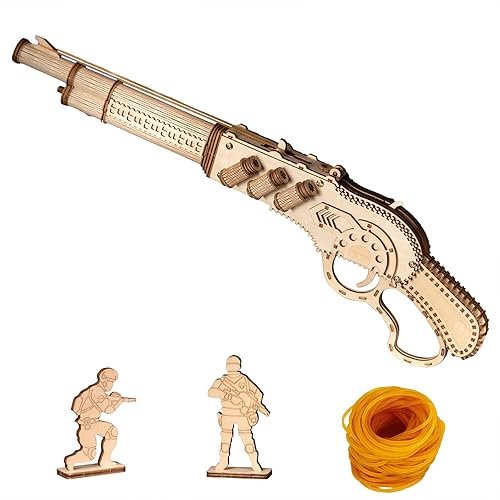 Miniatura 8 de Rompecabezas de madera 3D para adultos con banda de goma, kits de construcción de pistolas para niños, rompecabezas de madera, regalos