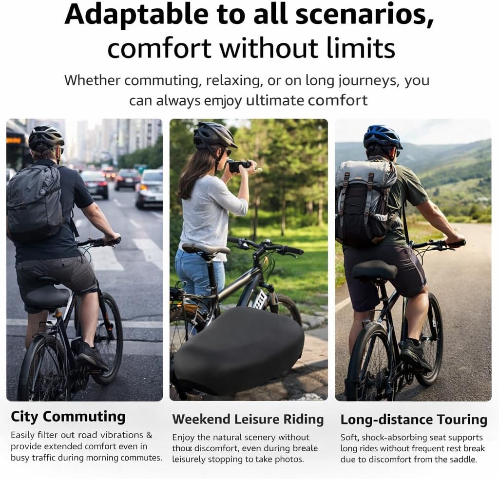 Thickened Wide Comfortable Electric Cycle Seat Cushion Shock Absorbing Electric Scooter Saddle, Replacement for Various Electric Cycles & Scooters