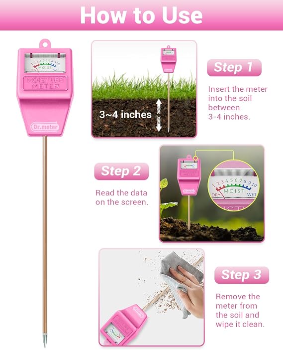 Dr.meter Soil Moisture Meter Blue + Pink