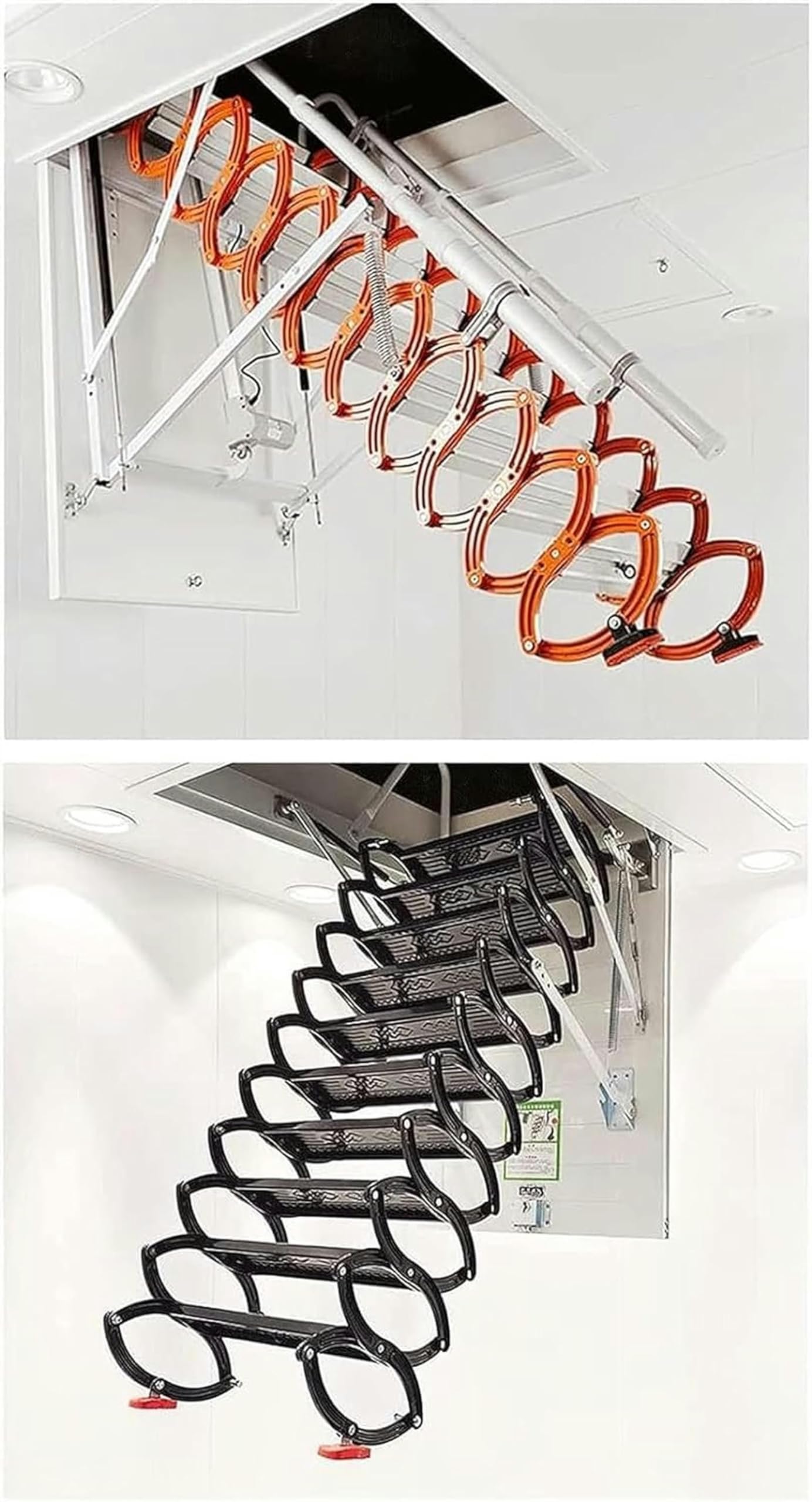 Escalera de acceso al ático Concertina Loft de aleación, escalera eléctrica con control remoto, escalera telescópica plegable invisible