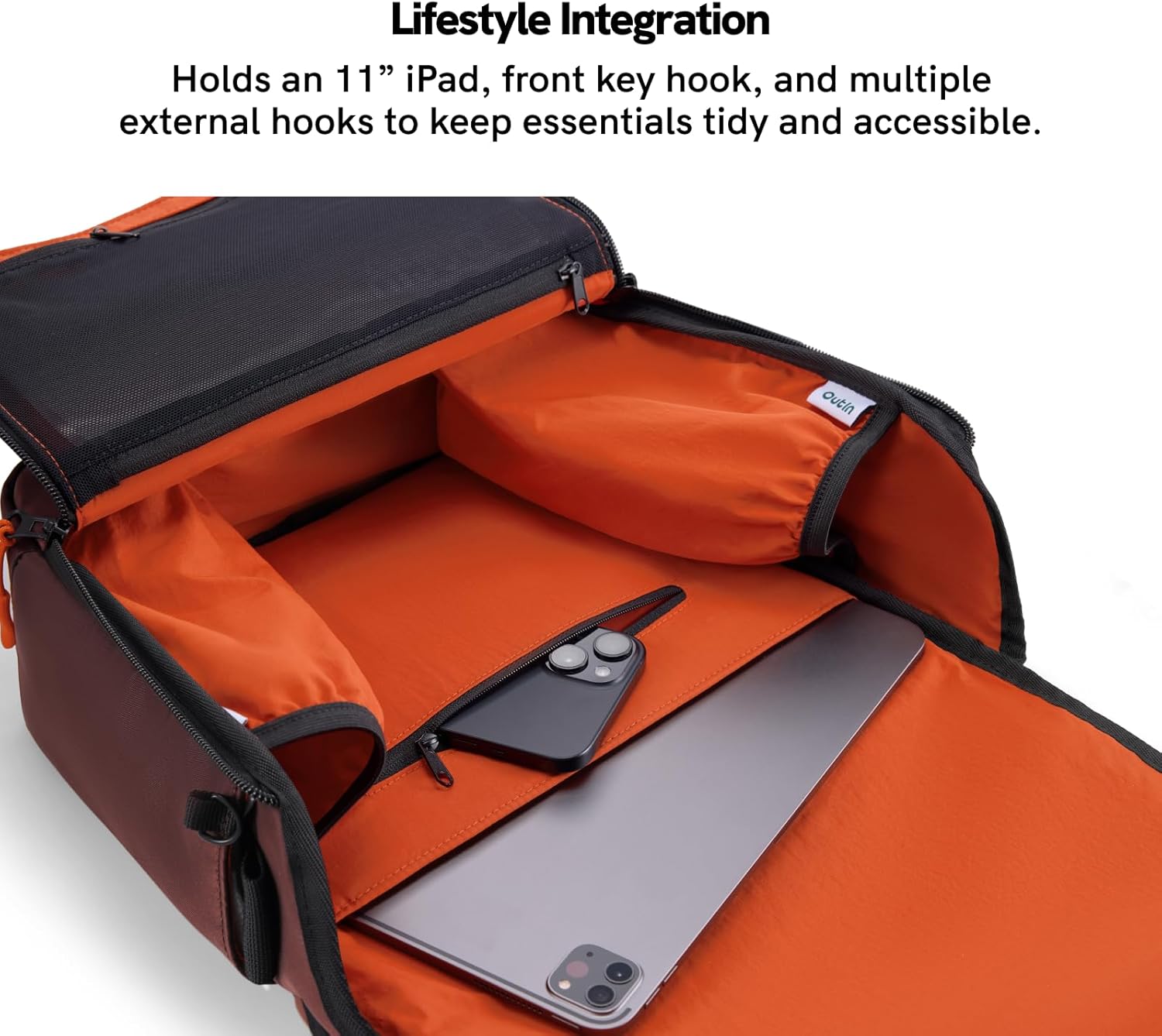 OutIn Flex Messenger Shoulder Bag, Nylon Crossbody Travel Bag for Women Men, Compatible Mino, Nano & Fino, Brown - Image 5