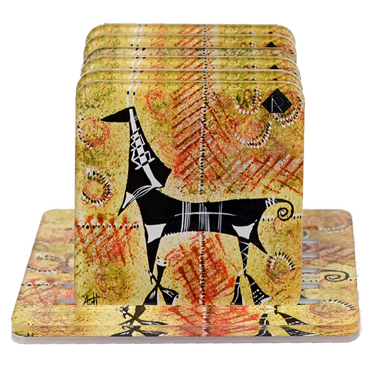 Art I Design Beautiful Pedestrian Acrylic Coaster -Set of 6(4 x 4in)