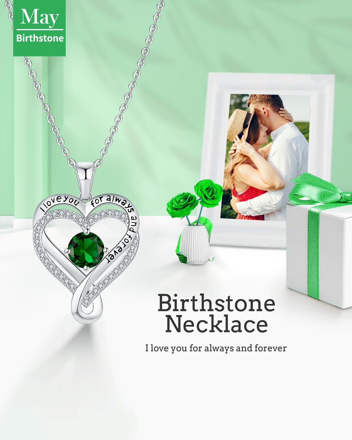 Jewelry for Women Wife Infinity Heart Birthstone I Love You Necklace S925 Anniversary Women Necklaces for Her Wife Birthday Gift Ideas, Birthday Present for Girlfriend Mom Daughter Sterling Silver - Image 3