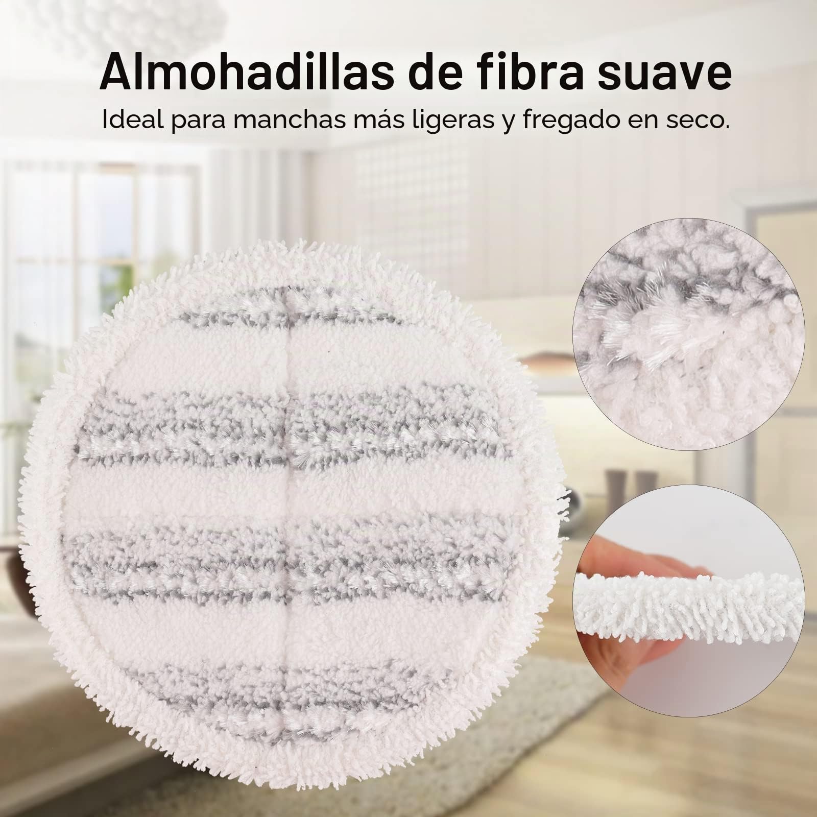 8 Almohadillas de Limpieza de Microfibra de Repuesto de Fregona eléctricas | 18,5 cm/7.3 Pulgadas Almohadillas Redondas de fregona giratorias para Limpieza de Suelos