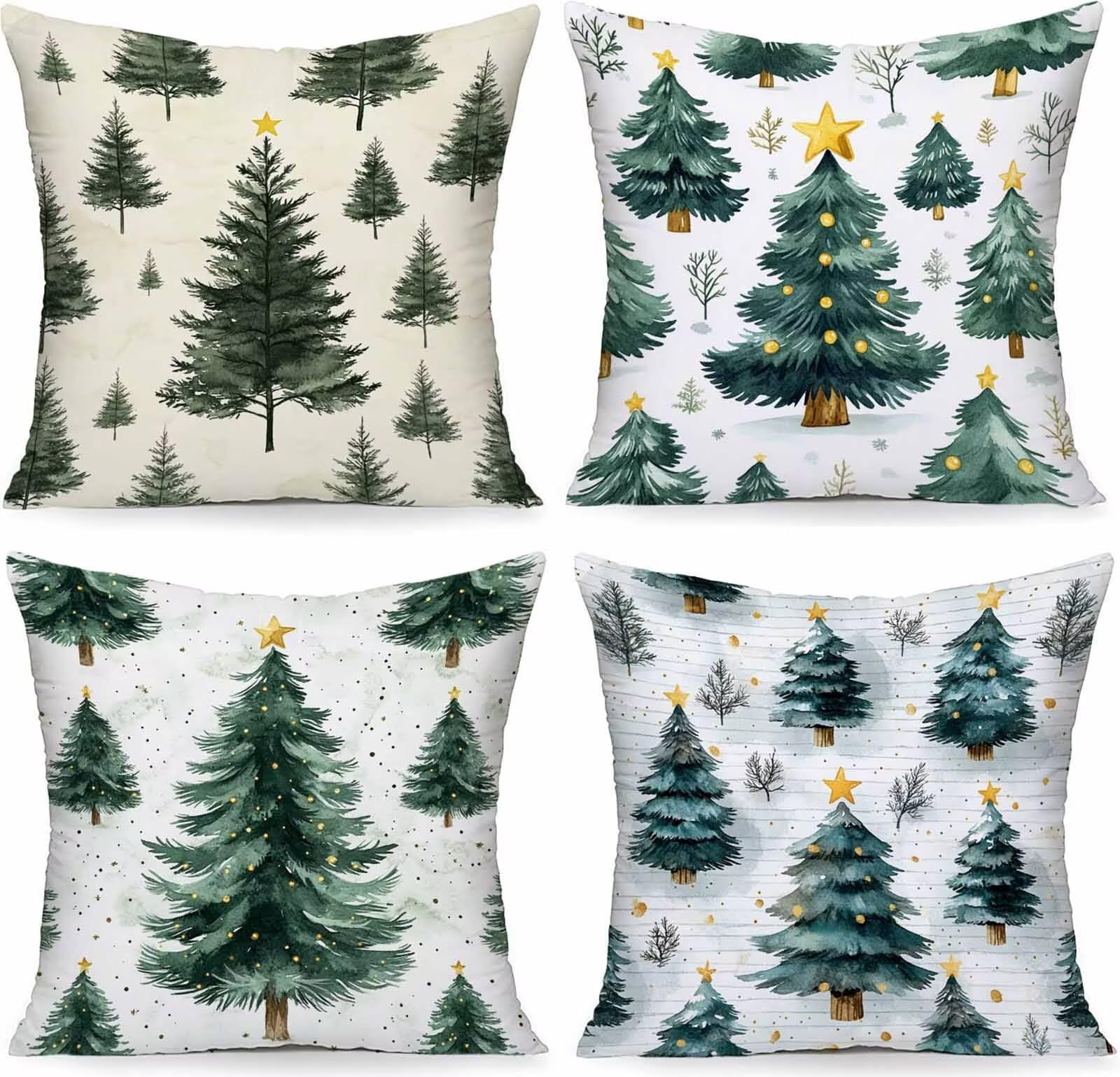 Housse de coussin 55x55 cm lot de 4 vert canapé lin extérieur