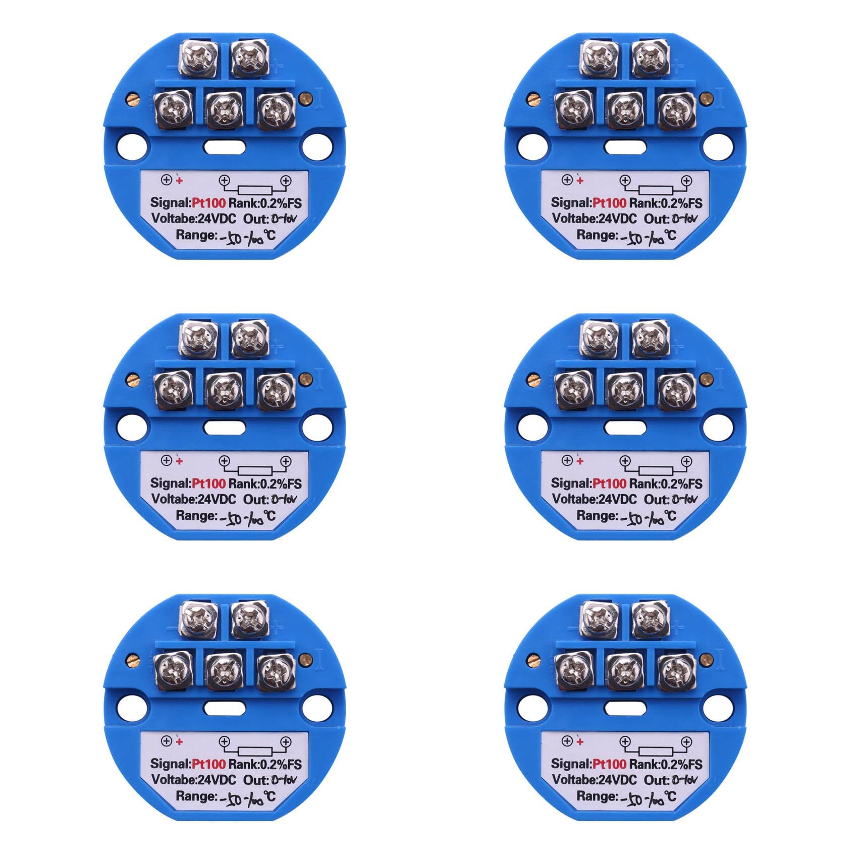 Jnchdghwa 6X RTD PT100 Temperature Transmitter DC24V Minus 50-100 Degree Output 0-10V