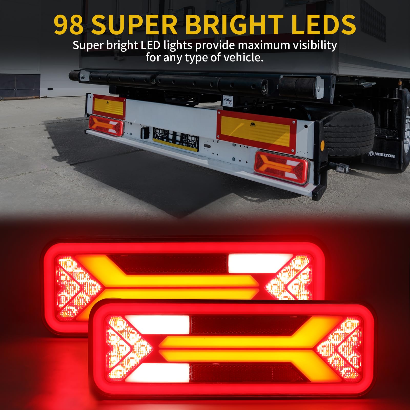 AOHEWEI 2 Stück Anhänger-Rücklichter, 12 V/24 V superhell wasserdicht Blinker Bremse Rückwärtsgang Nebelscheinwerfer Reflektorlampe für Anhänger, LKW, Wohnwagen, Van, Traktor