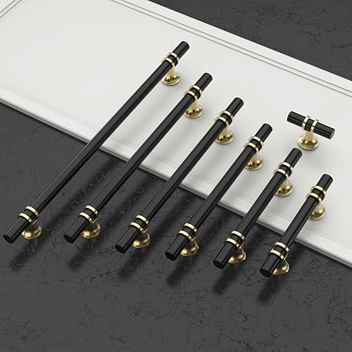 Miniatura 10 de Amerdeco ZH0058 - Paquete de 10 tiradores de gabinete de níquel satinado cepillado y dorado de 7.5 pulgadas (7.559 in) con agujeros centrales,