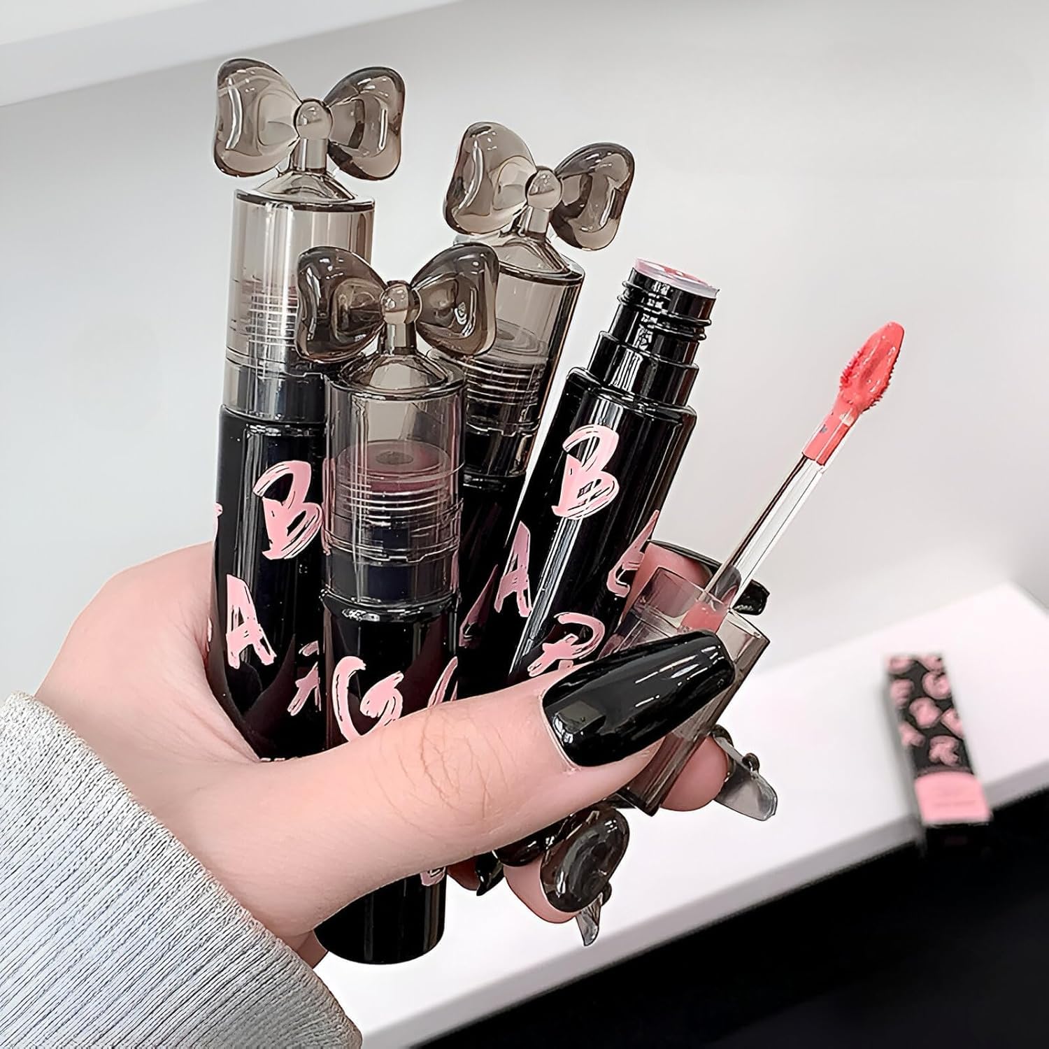 Gege Bear Crystal Transparent Water Light Lip Glaze | Glossy Non-Sticky Lip Gloss | Velvet Liquid Lipstick Tint | 6 Shades Including Nude, Pink, Cinnamon & Rose Tea | Long Lasting Lip Care Formula | Lightweight Moisturizing For Women & Teen Girls (04# Cinnamon, 2.5g)-image-4