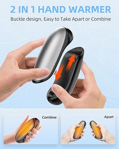 Miniatura 3 de JIAGE Calentadores de manos recargables, calentador de manos eléctrico portátil, calentador de bolsillo reutilizable, funciona con pilas, paquete de
