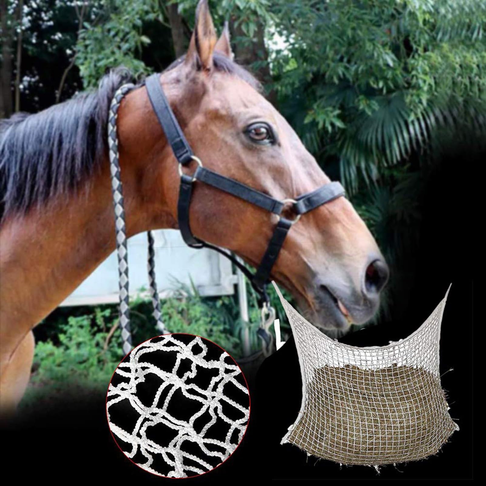 Red De Heno Para Caballos - Bolsas De Heno De Malla De Nailon Para Alimentador De Heno, Bolsa De Red De Heno De Alimentación Lenta Para Todo El Día, Red De Heno Con Pequeños Agujeros ( Size : 90x120cm