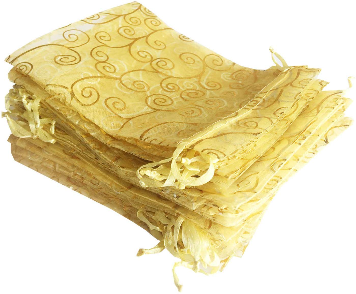 100 Organza-Geschenkbeutel Mit Kordelzug | 3,5x4,5 Zoll, Gold, Für Schmuck, Süßigkeiten, Hochzeitsgeschenke