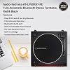 Tocadiscos Audio-Technica AT-LP60XBTRD de transmisión por correa, rojo y negro, paquete | Incluye adaptador de 45 rpm, bocinas de estantería de 4" (par) y kit de limpieza de discos. Conexión Bluetooth inalámbrica totalmente automática 5