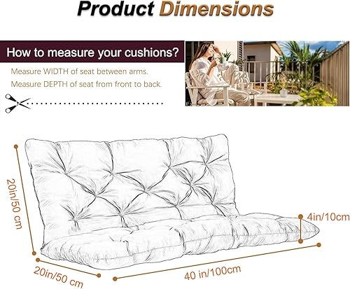 Miniatura 198 de Cojín de repuesto para columpio de 2-3 asientos, cojines de banco para exteriores con respaldo grueso de 4 pulgadas, muebles de patio, jardín, Flor