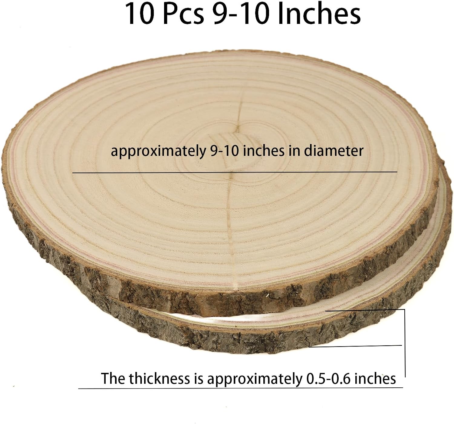 Large Wood Slices for Centerpieces 10 Pack 9-10 inches Rustic Wedding Centerpieces Table Decorations Natural Wood Rounds for Crafts Decor Wooden Circles Discs - Image 2