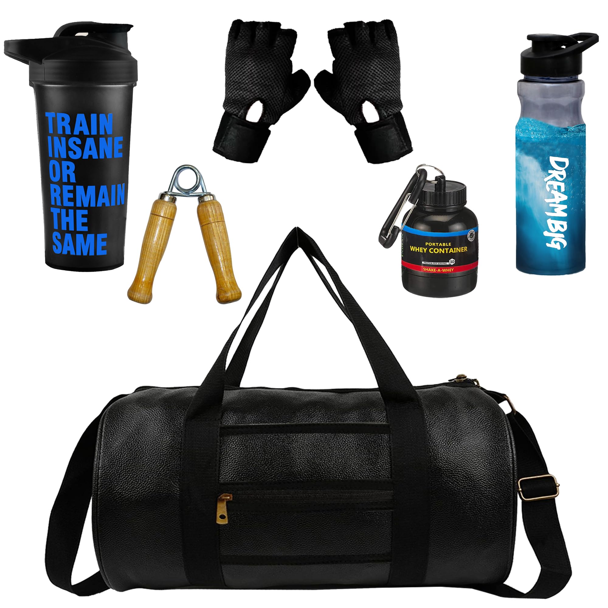 (2024)Ultimate Gym Accessories Combo Set for Men and Women Workout - Boost Your Workout with Duffle Bag, Gloves, Wodden Gripper & Whey Container Bottle Sipper Bottle/Gym Shaker (Black+Blue)-image-43