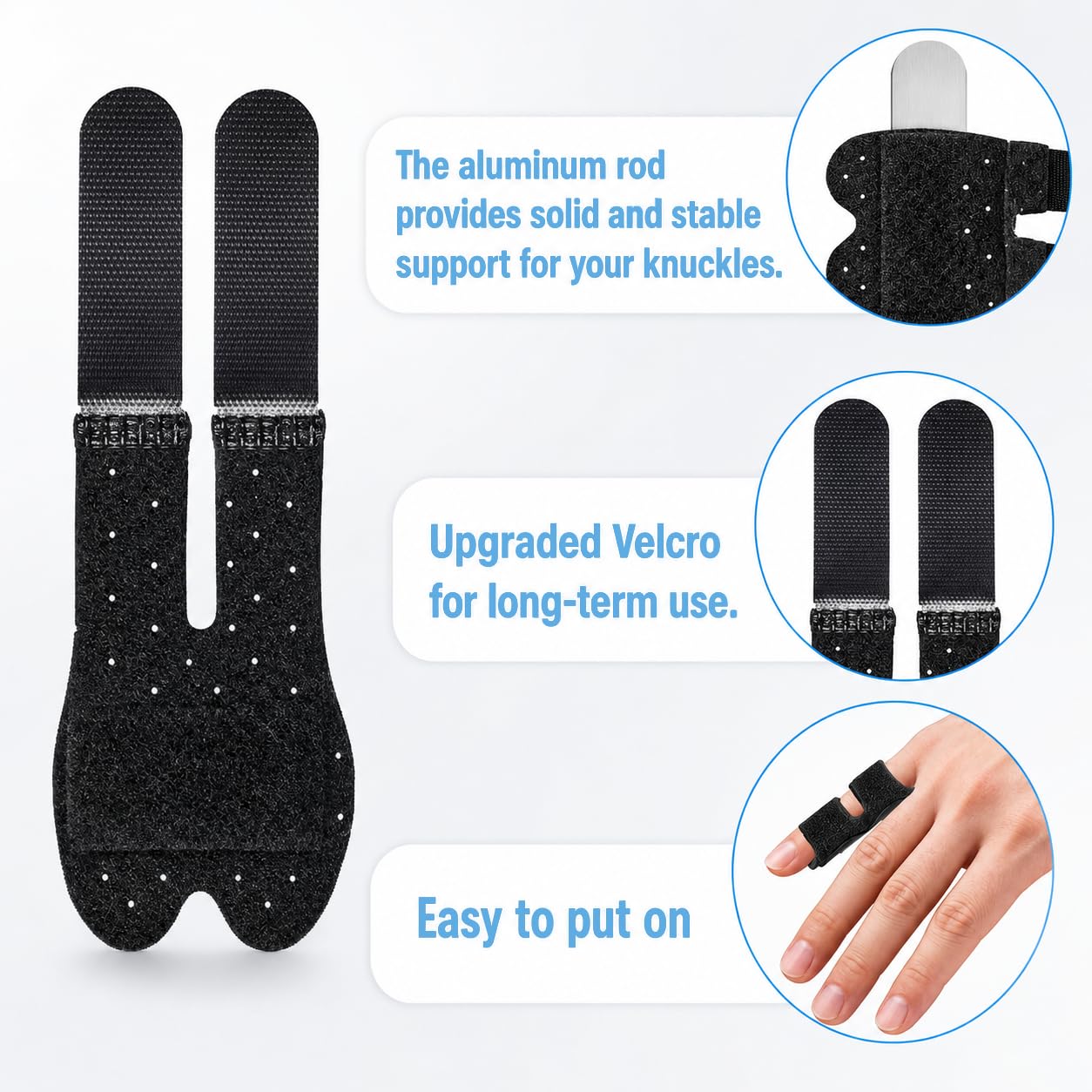 Pinky Finger Splint 4 Pcs Trigger Finger Brace Joint Stabilizer for Arthritis Pain,Sprain,Mallet Finger,Small Splints for Knuckle Immobilization,Fit All Fingers & Kid's Index Middle Ring Fingers (4, Black)