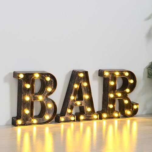 Miniatura 6 de Rdutuok Luces LED de marquesina, letreros de barra, lámpara de letras iluminada, estilo industrial, iluminada, alimentada con pilas, para bar, pub,