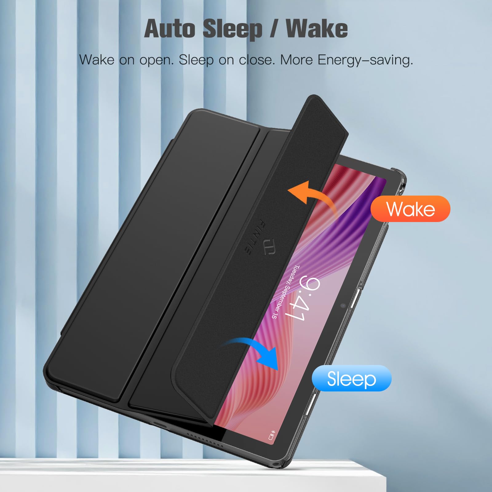 Fintie Etui do Lenovo Tab 10,1 cala 2025 (TB-311FU / TB-311XU), ultracienkie etui ochronne z półprzezroczystą tylną stroną z funkcją automatycznego wygaszenia/wybudzenia (czarne)