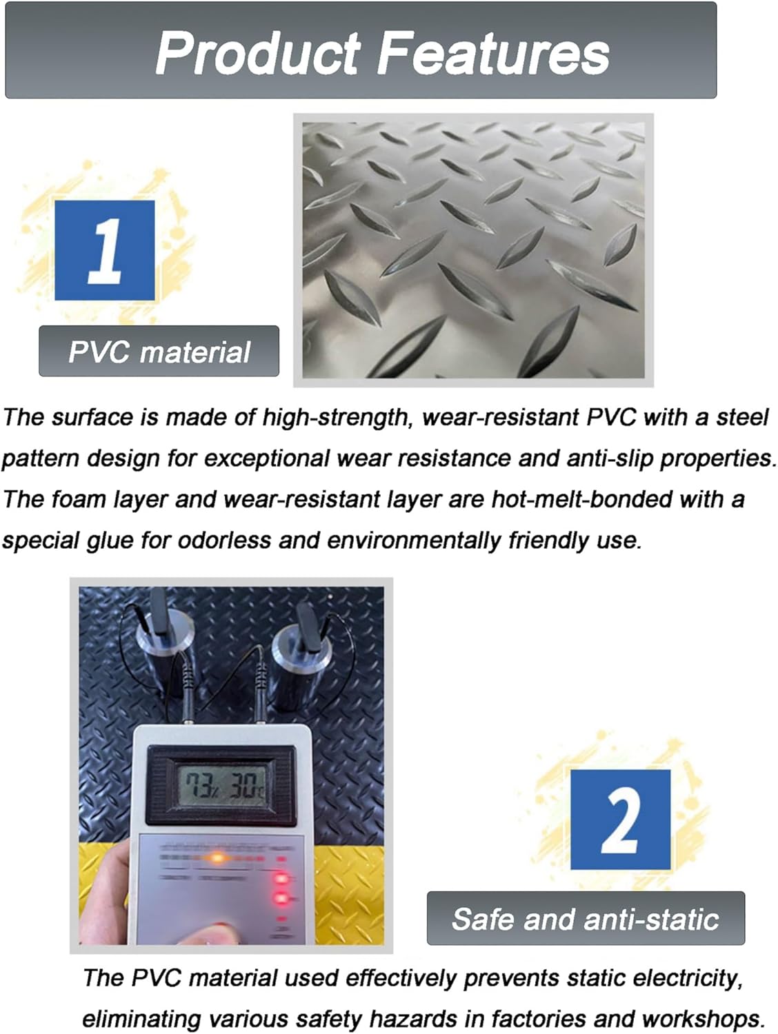 Heavy Duty Anti-Fatigue Mat - 20mm Thick Non-Slip Diamond Plate Rubber for Garage, Warehouse & Workplace - Durable Comfort Floor Mat for Pain Relief & Safety