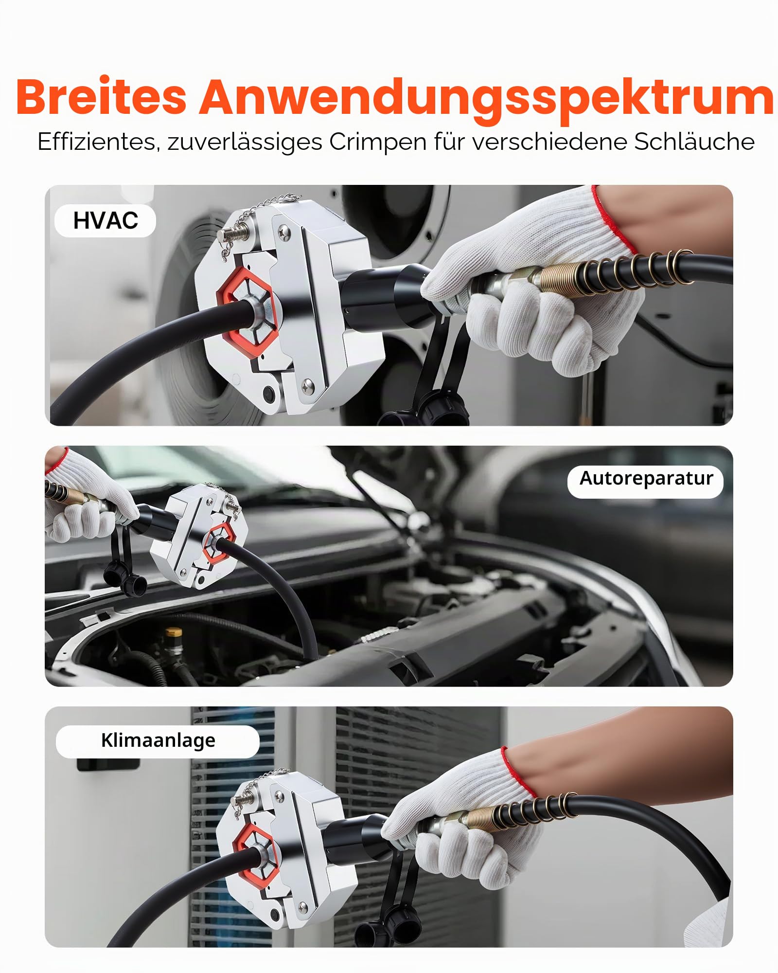 VEVOR Hydraulikschlauch-Crimpzange, Hydraulikschlauchpresse mit 7 Snap-On-Einsätzen & Tragekoffer, für Klimaanlagenschläuche zur Reparatur von Fahrzeugen & Klimaanlagen (mit Handpumpe)