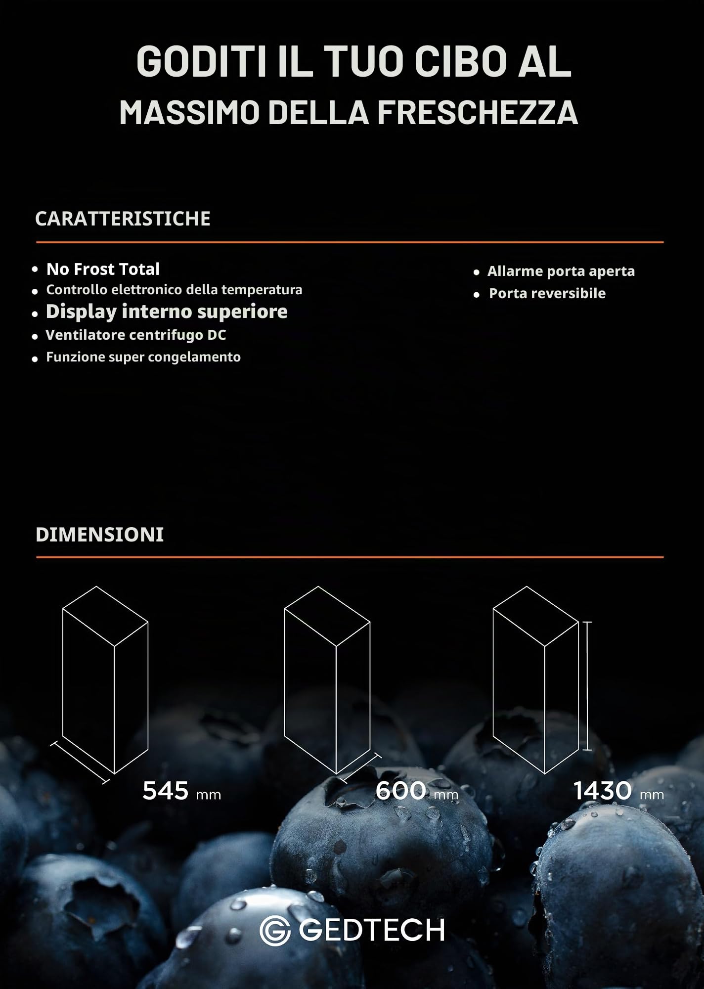 GEDTECH GCO179NFWH - Congelatore per armadio 179L - No Frost - Bianco
