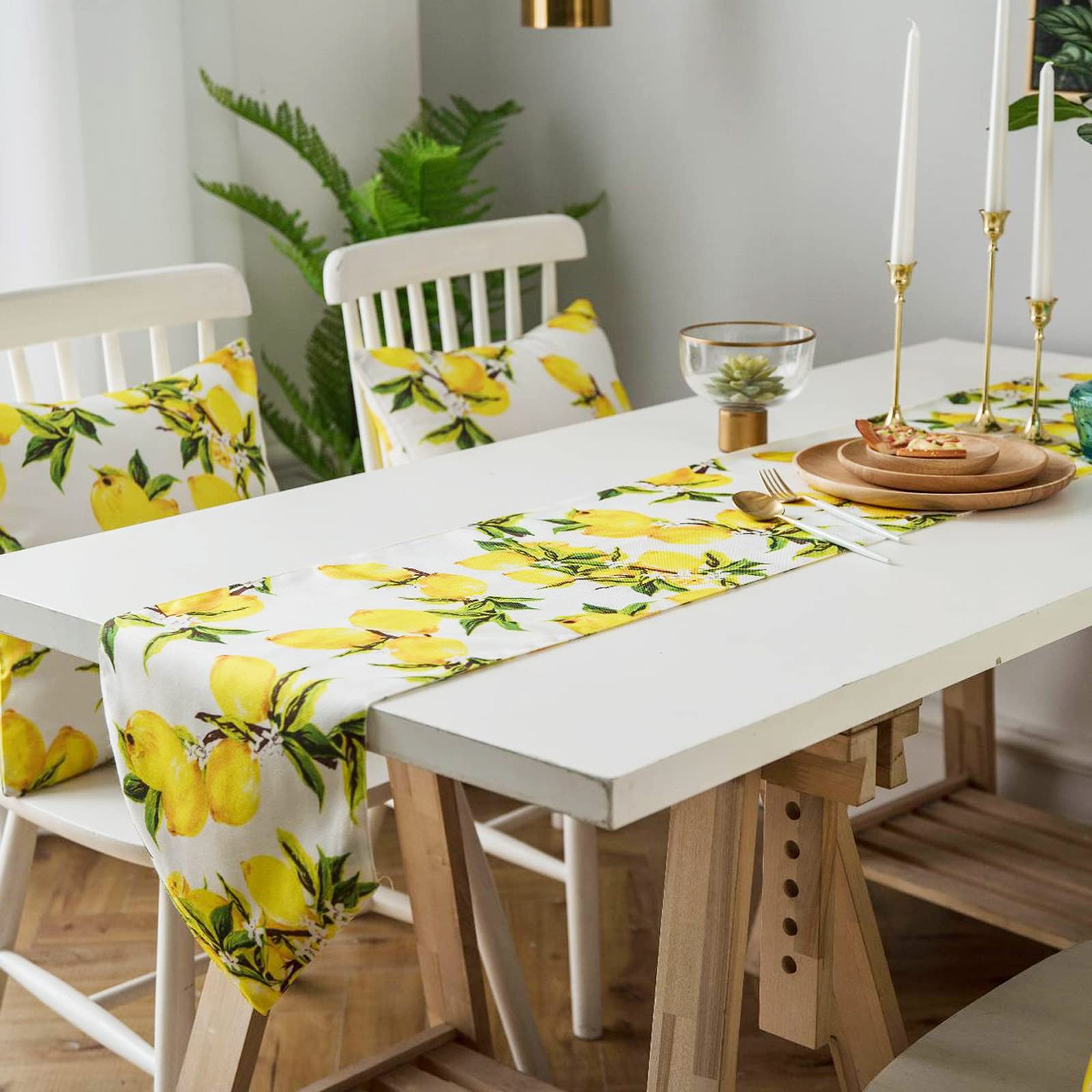 Runner da tavola Daisy Flowers bianco e giallo - Iuta per il compleanno