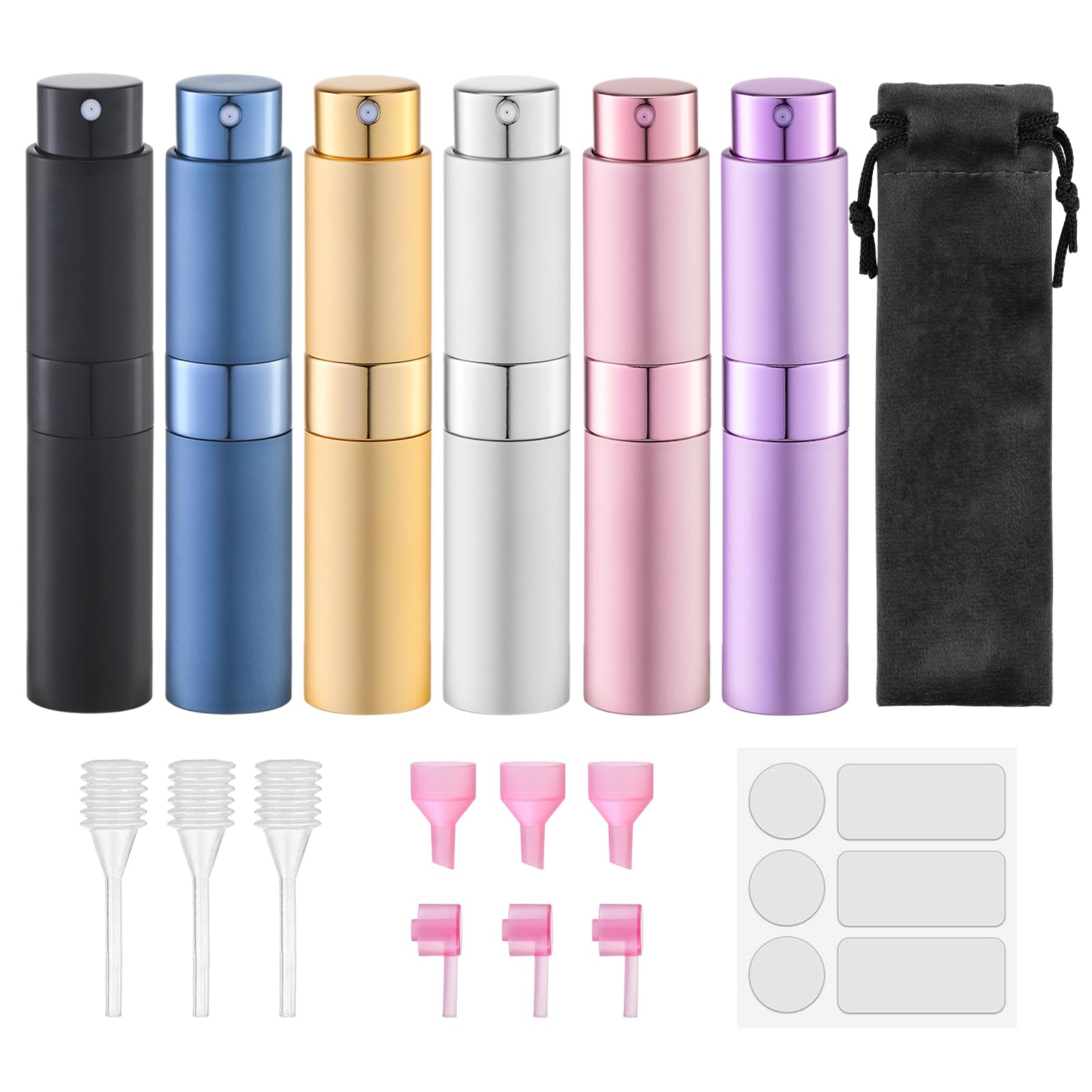 Lulupack Travel Perfume Bottle Refillable, 8ml Cologne Spray Atomizer, 6PCS