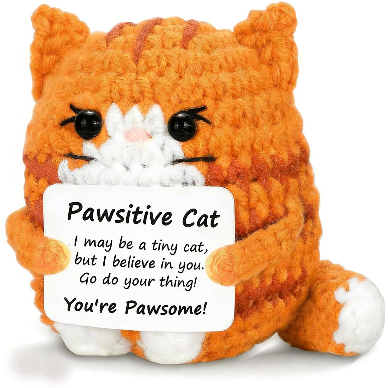 Crochet Toys, Handmade Cat Crochet Animals, Cute Crochet Gift for Home and Office Decor, Emotional Support Animal Toy, Cute Things for Study Table Desk Decoration (8x6 cm, Orange)-image-7