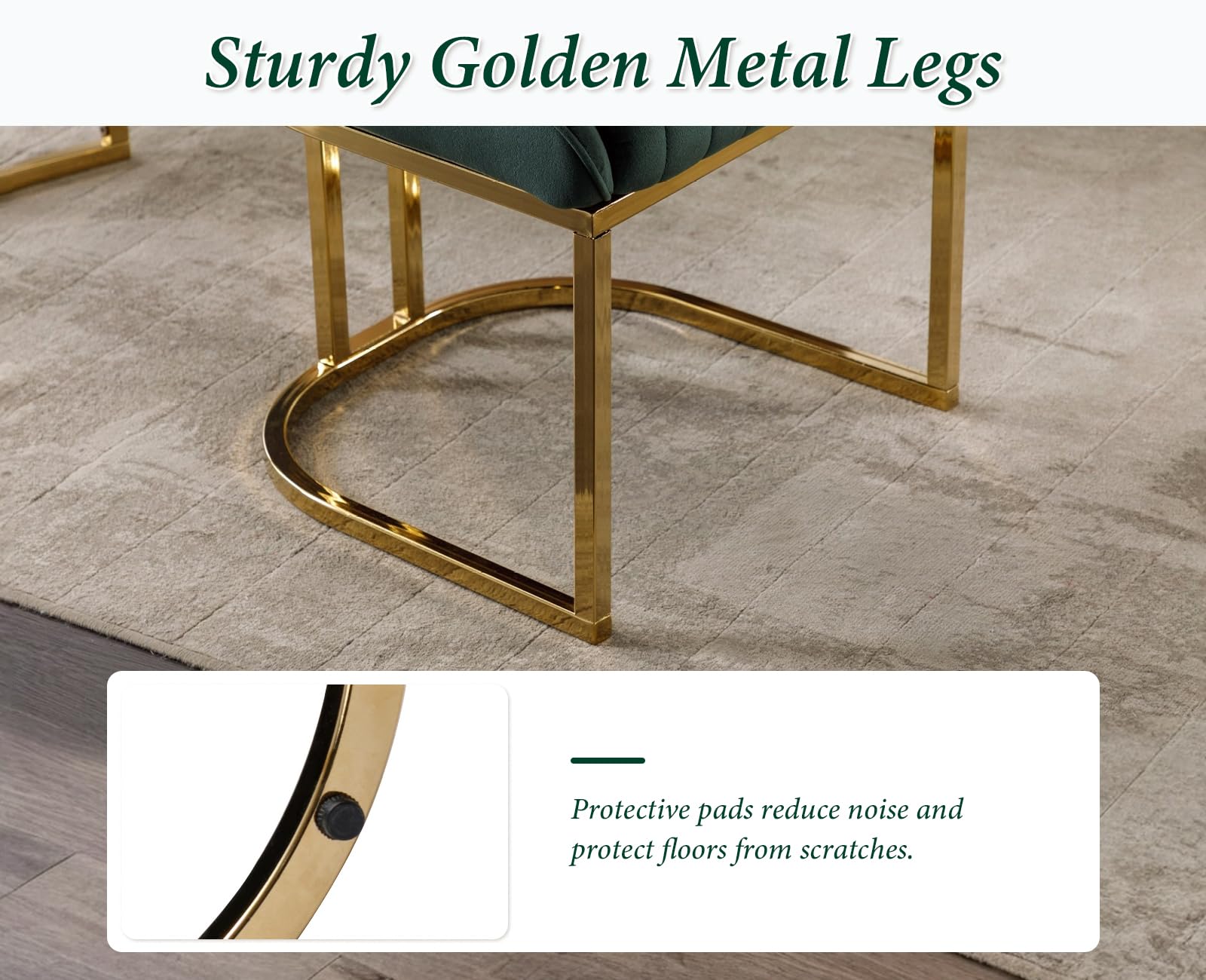 chairus 2 PZ Sedie da Pranzo in Velluto con Gambe in Metallo, Verde | Sedia Imbottita con Schienale Sedie da Cucina con Gambe in Metallo Dorato Sedia Moderna Design per Sala da Pranzo/Soggiorno