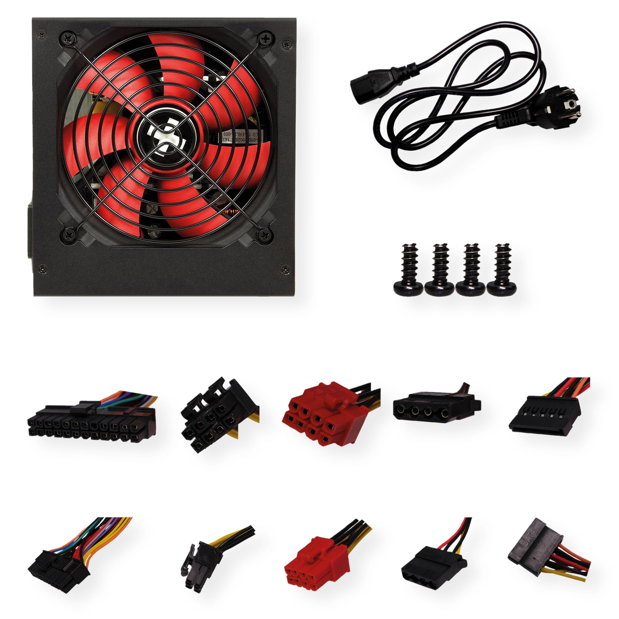 Xilence XP600R6 Alimentation PC ATX, Peak Power 600W, 1x20+4PIN, 1xCPU 4+4PIN, 1xPCI-E 6+2PIN, 2xHDD, 6xSATA, Ventilateur Silencieux de 120mm, idéale pour Les PC Office/Home, câble de 500mm, Noir
