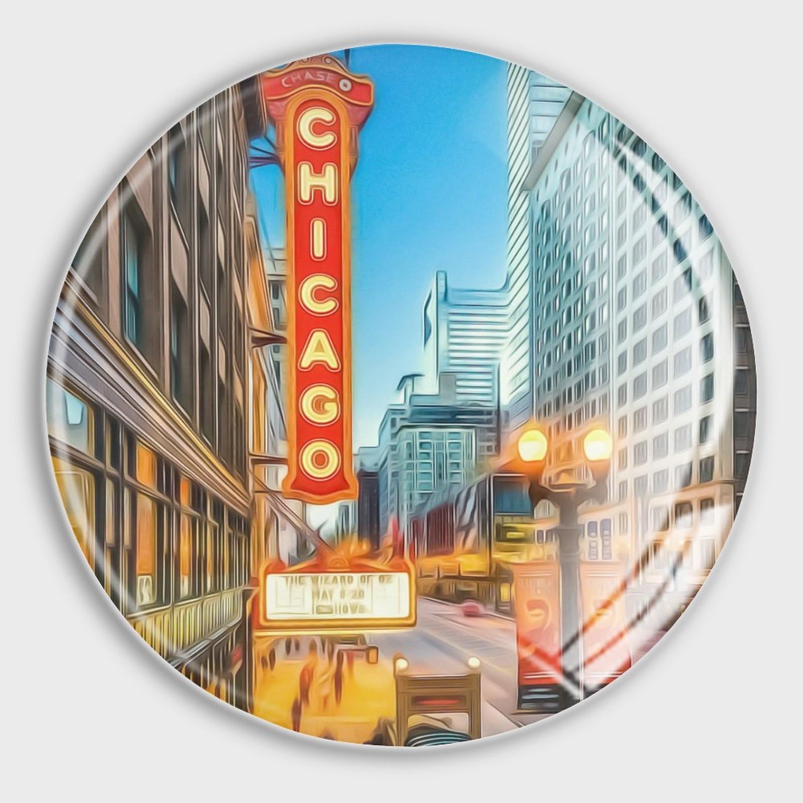 Aimants de réfrigérateur puissants Chicago en verre pour fixer vos mémos de cuisine