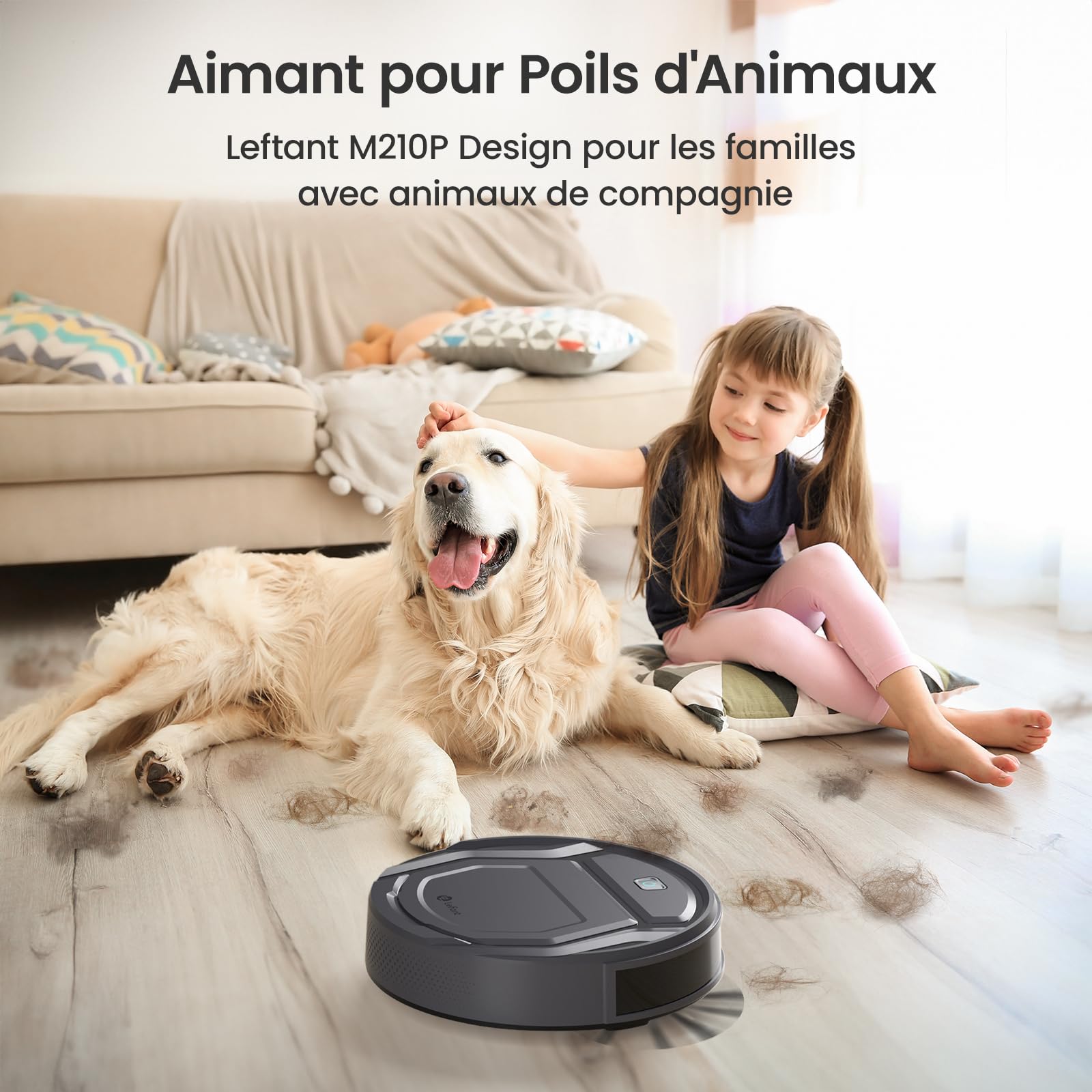 Lefant Robot Aspirateur M210P, 2200Pa d’Aspiration, Mince Silencieux, 6 Modes de Nettoyage, Auto-Charge, WiFi Bluetooth Alexa App, 120min d’Autonomie, Idéal Poils d’Animaux Sols Durs Tapis