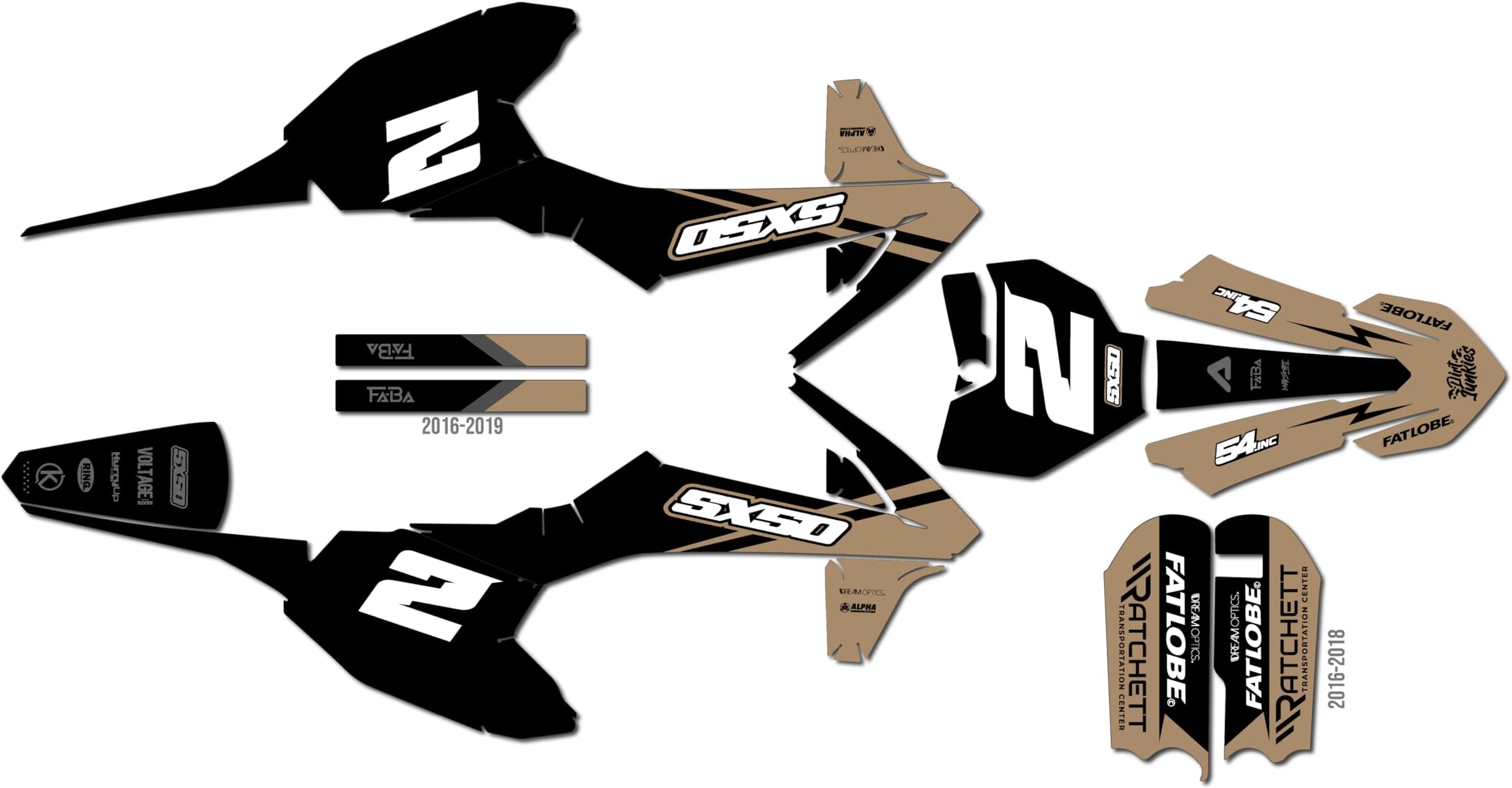 Graphics Kit for KTM 50SX Mini SX50 (2016-2023) Splinter Series Tan 16 Mil - On/Off The Road - Dirt Pit Bike Motorcycle Sticker, Dirtbike Racing Decal Motocross Accessories no-Plastics