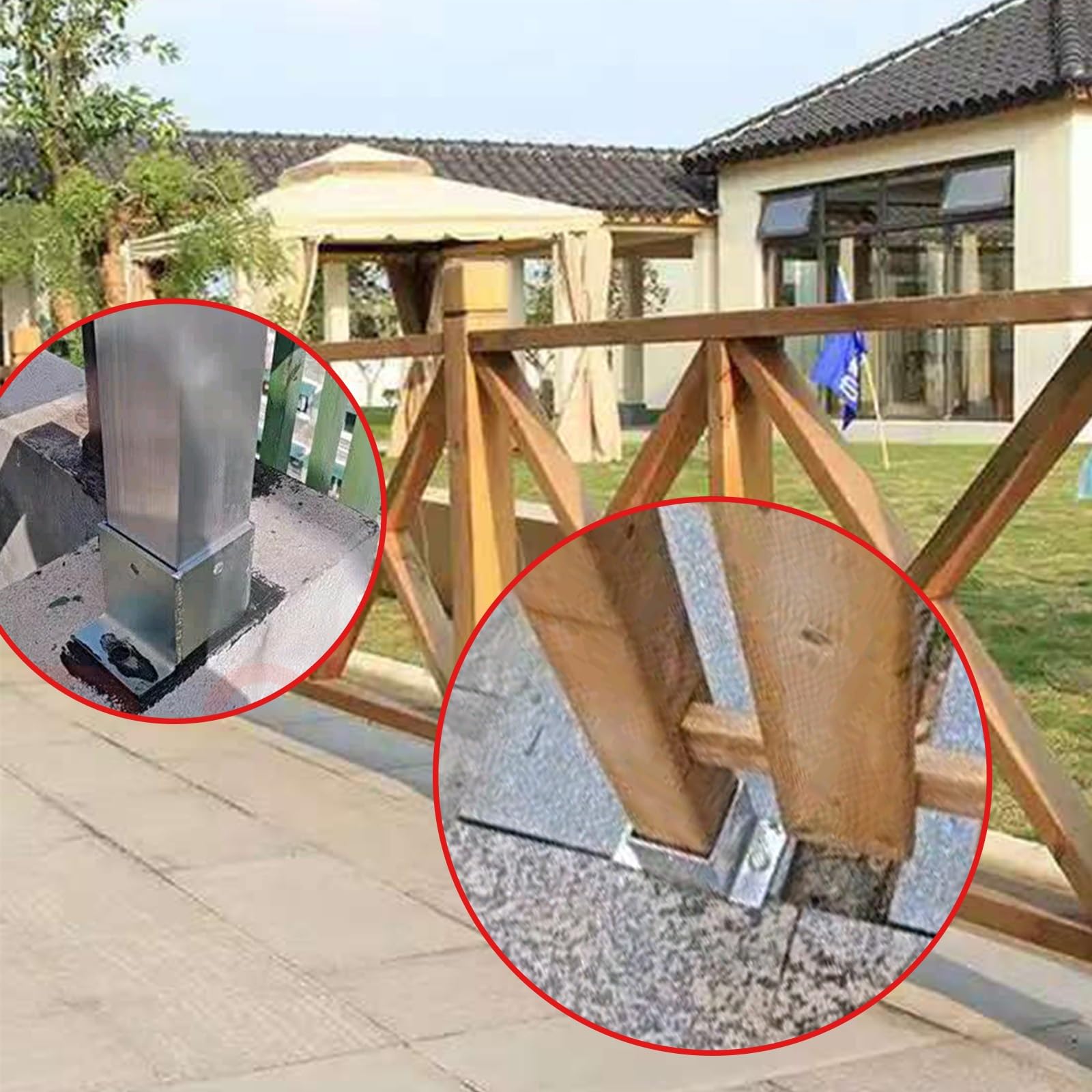 Base De Poste, 2×4, 4×6, Piedi Di Legno, Plateada (2 Piezas), Asiento De Hierro Angular Rectangular De Acero Inoxidable 304(3.2x1.6x3.1in)