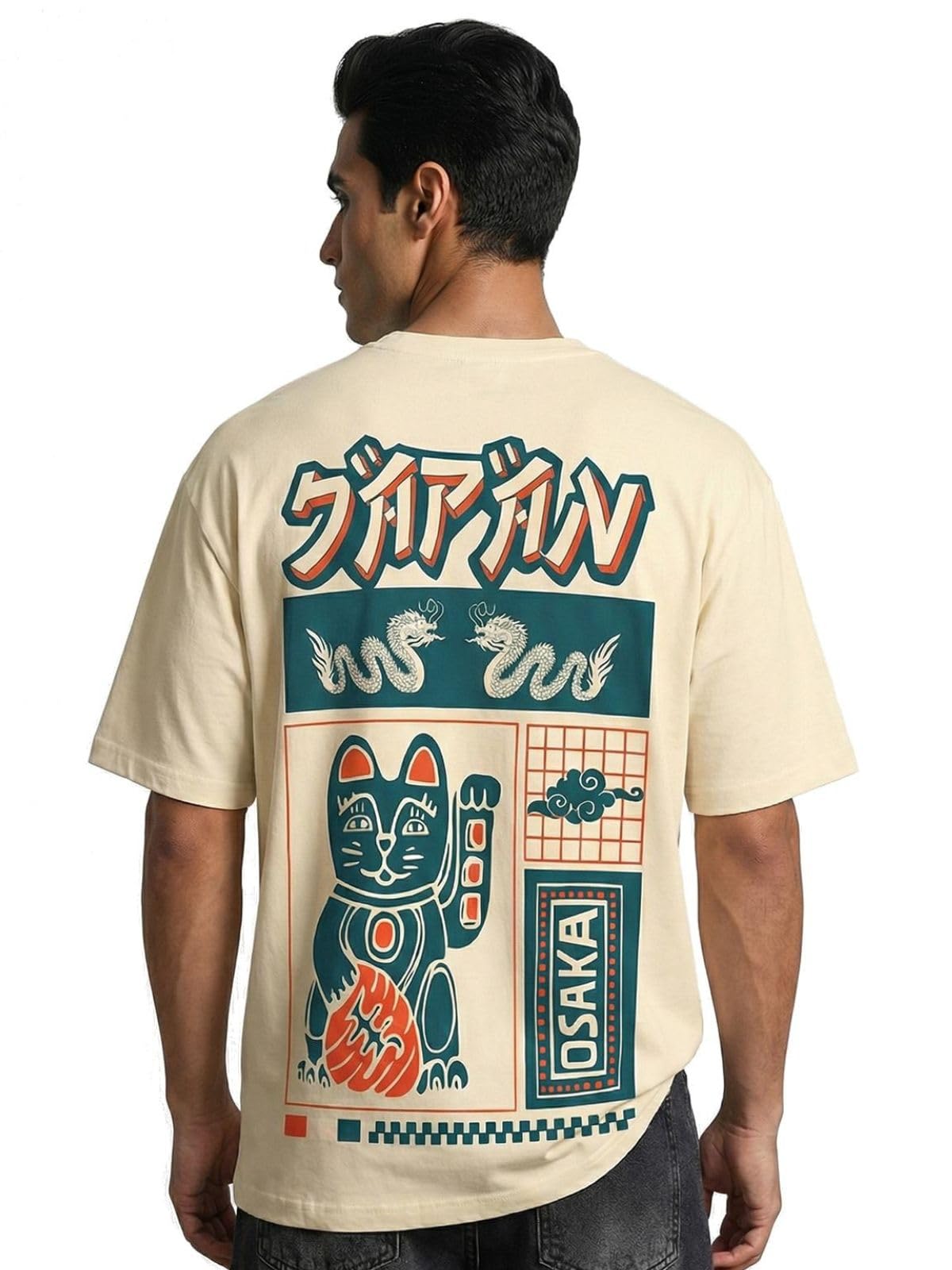 veirdo Men's Cotton Oversized Fit® Oversized Baggy Fit Drop Shoulder Cool and Stylish Latest Graphic Printed Design Half Sleeve T-Shirt (Available Sizes: S to 2XL)-picture-18