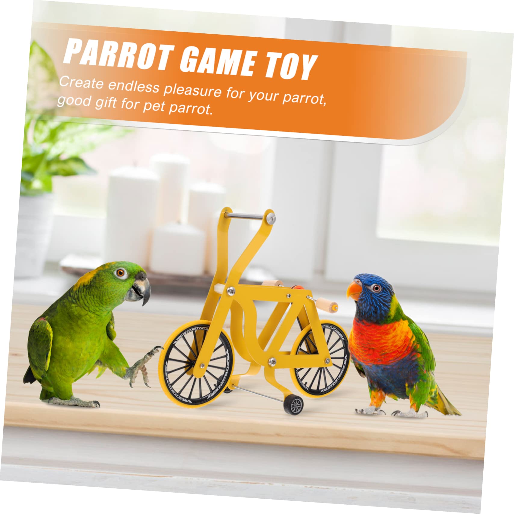 Hohopeti Pappagallo Bicicletta Parrot Puzzle Pappagallo Pattini a rotelle Piccolo Bagno per uccelli Parrot Bike Uccelli Formazione Uccelli Distributore di acqua Uccelli Forniture per addestramento Ucc
