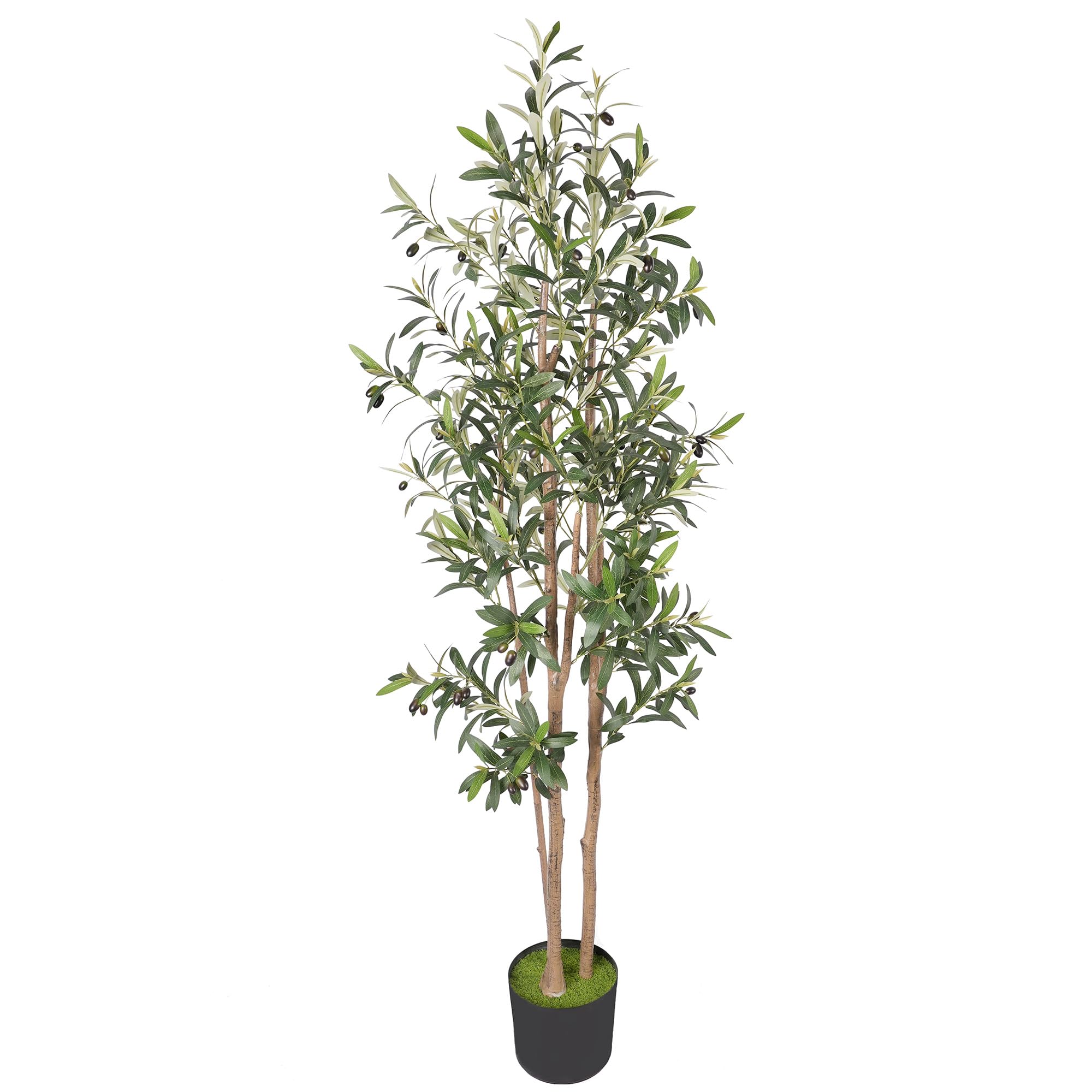 HOMCOM 175 cm Decorative Artificial Plant, Silk Olive Tree with 787 Leaves in Cement Pot, Fake Plant for Home, Office, Living Room, Indoor Decor