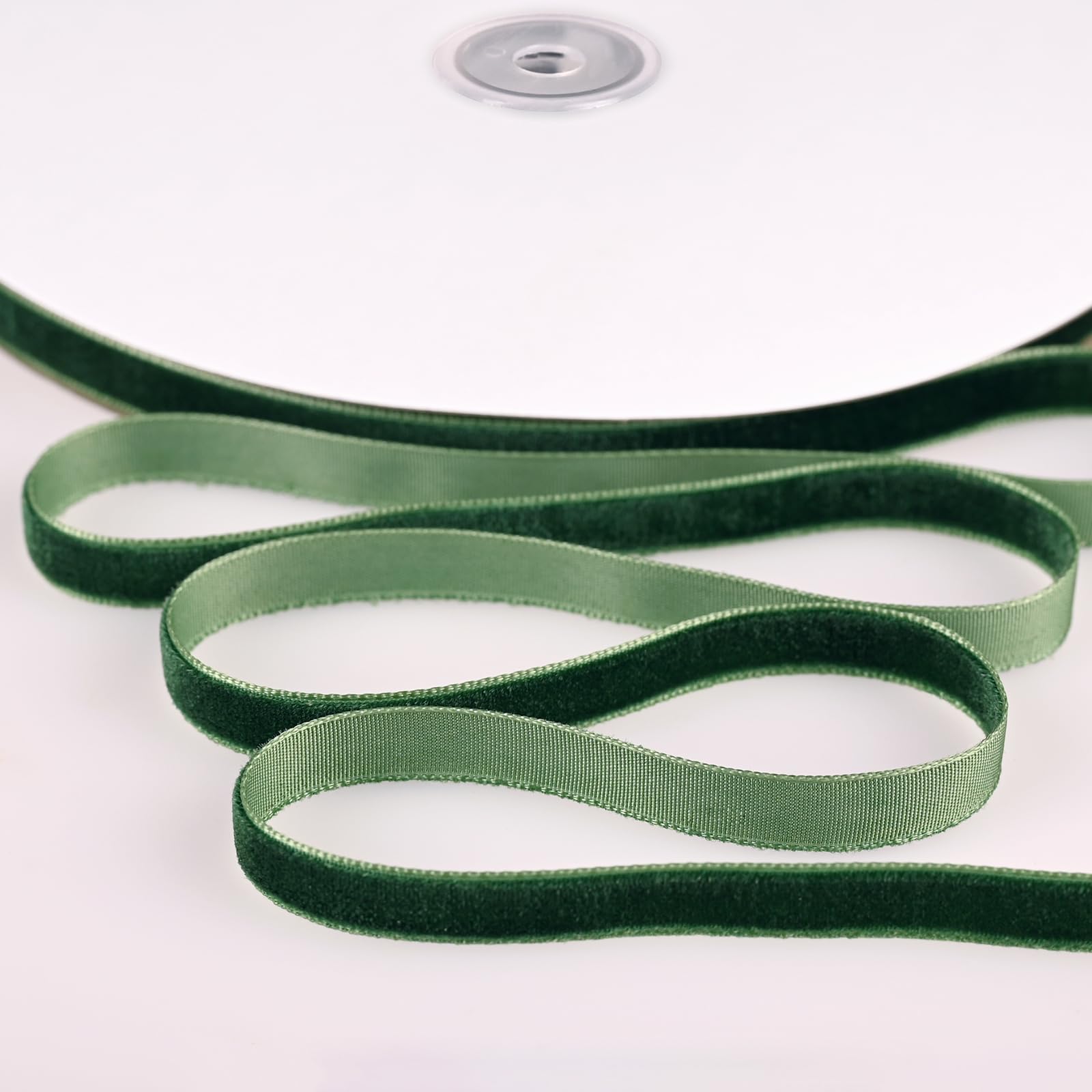 Moukiween Vintage Dark Green Velvet Ribbon, 3/8" Wide x 30 Yards Nylon Woven Ribbon, Perfect use for Choker, Gift Wrapping, Floral Bouquets, Home Decor, Handmade Craft