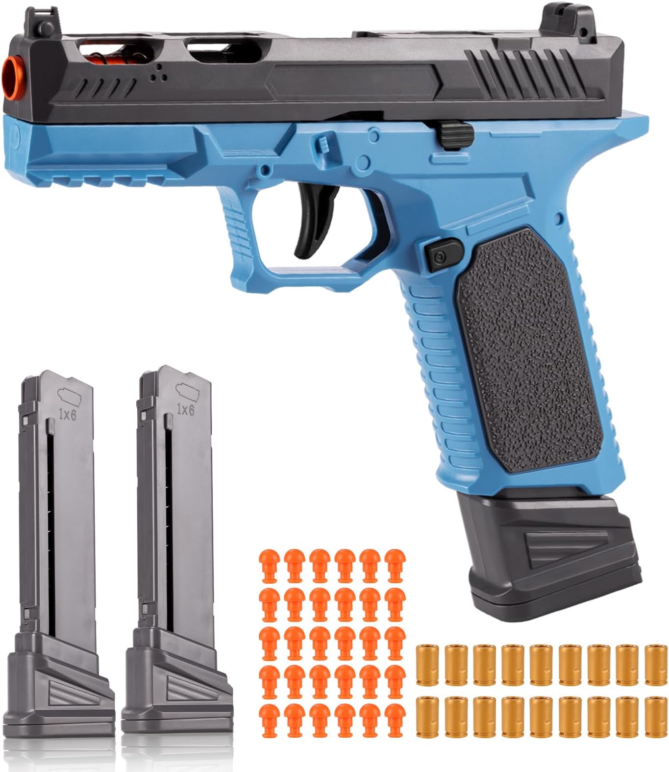 Toy Gun, Soft Bullet Pistol Toy, Toy Foam Blaster with 40 Soft Bullets, Shell Ejecting Toy Gun, Shooting Game Educational Toys for Boys & Girls Age 8+ (Blue)