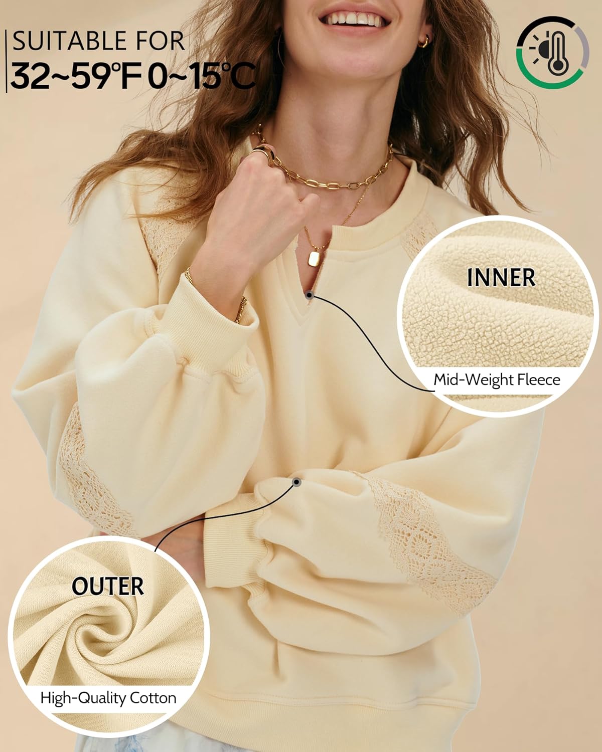 Gacaky Sweatshirt for Women Oversized Fleece Embroidered Crochet Cropped Pullover Tops Fall Fashion Outfits Clothes - Image 5