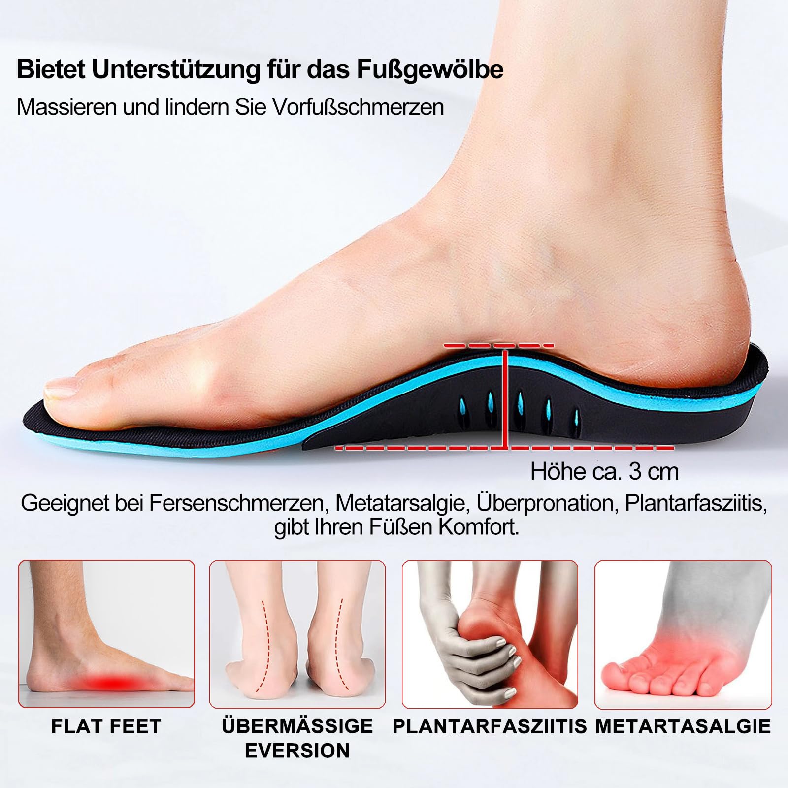 Orthopädische Einlegesohlen Herren Für Damen Einlagen Schuhe Fersensporn Einlagen Schuheinlagen Orthopädische für Arbeitsschuhe Plantarfasziitis Hohe Arch Support Schuheinlagen für Plattfüße