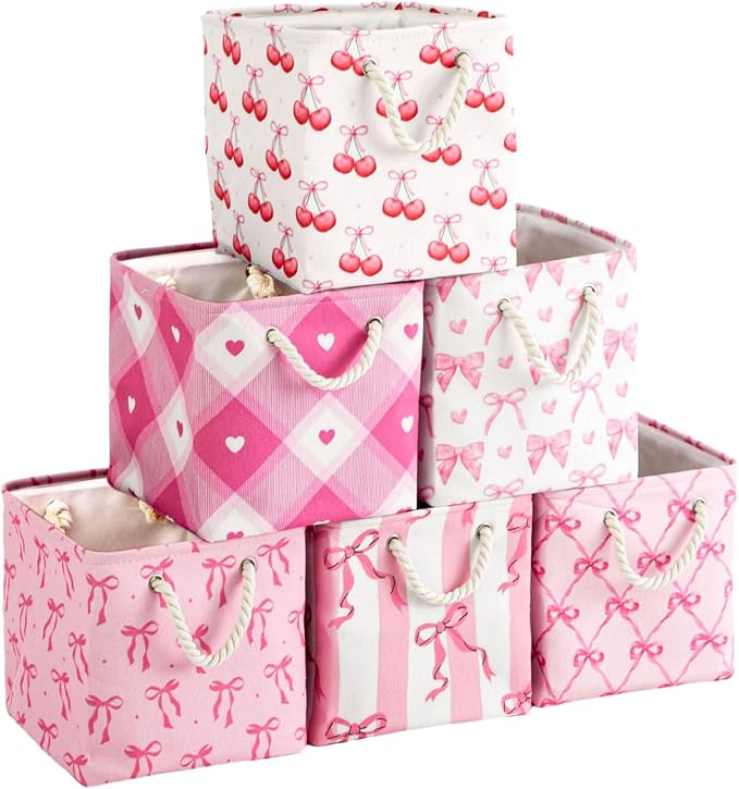 Amazon.com - Geiserailie 6 Pcs 11 x 11 Inch Cube Storage Bins Fabric ...