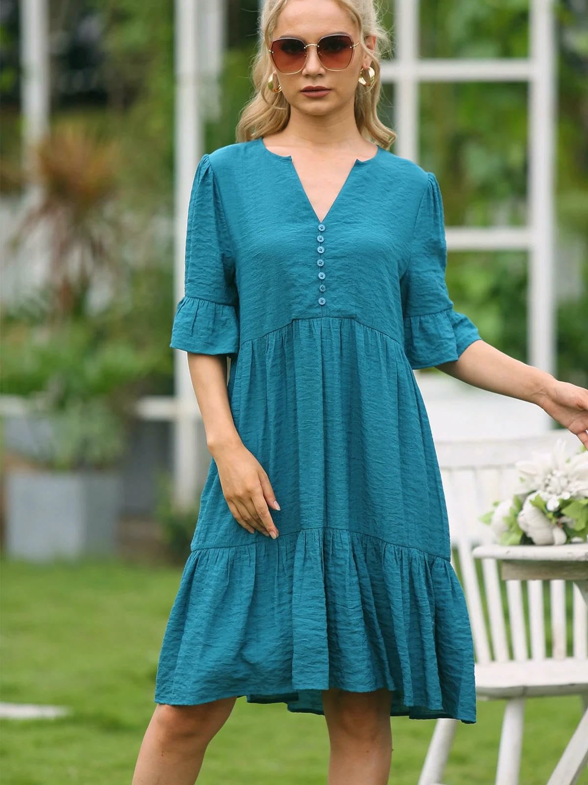 Robe Robe À Manches Courtes Décontractées De Couleur Fond