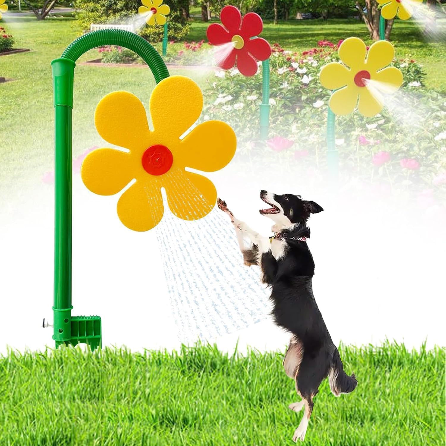 Crazy Daisy Sprinkler,360° Rotating Dancing Flower Water Sprinkler for Lawn & Garden, Fun Irrigation Tool for Yard Watering Kids & Pets Playing, Durable Plastic Base with Vibrant Design (Yellow)
