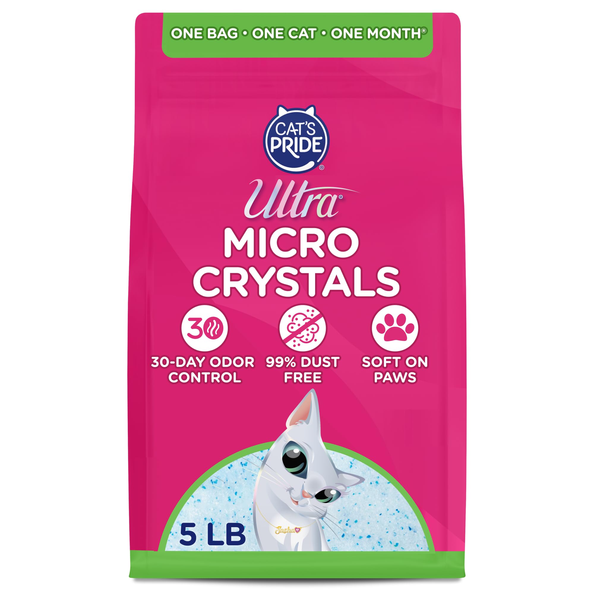Micro Crystals Cat Litter - 99.9% Dust Free, Soft on Paws, Fragrance Free - 5 Lbs.