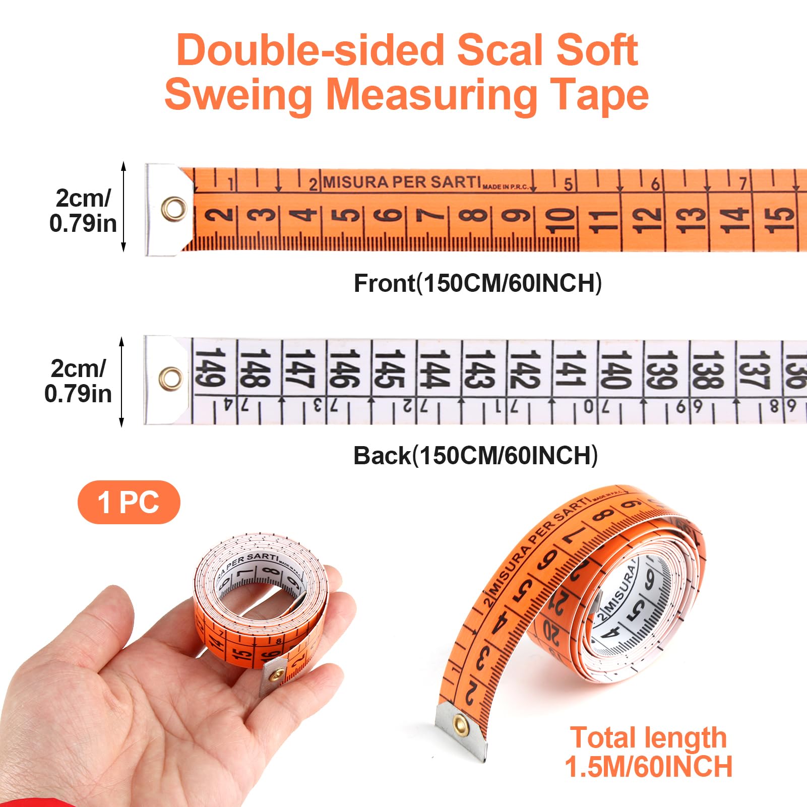 Metro Da Sarta 1,5 M Retrattile - Doppia Scala CM/Pollici, Morbido E Precisione - Foto 4