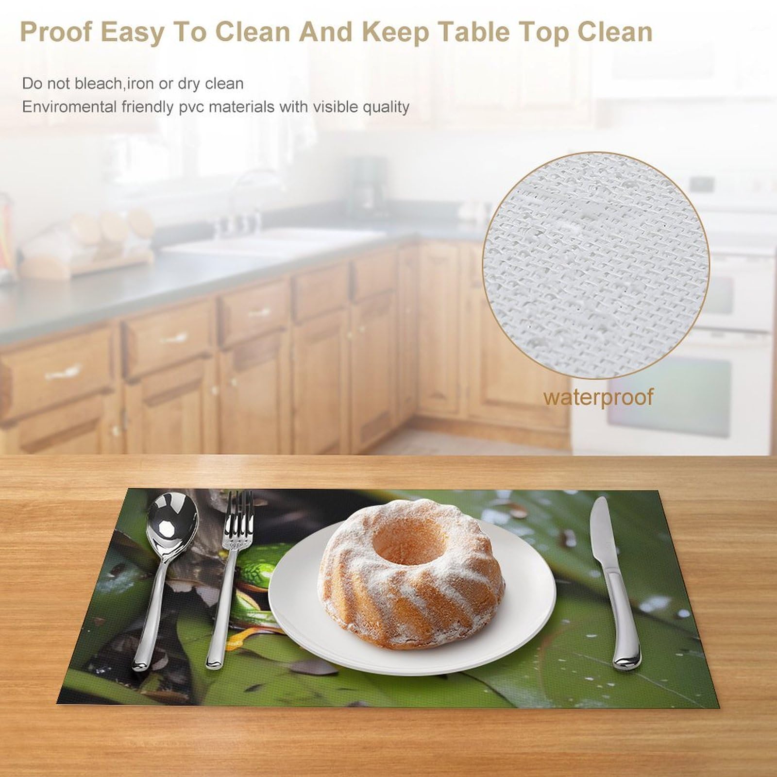 Set di 6 tovagliette all'americana in PVC, lavabili, resistenti al calore, antiscivolo, impermeabili, per interni ed esterni, tavolo da pranzo, cucina, feste e vacanze