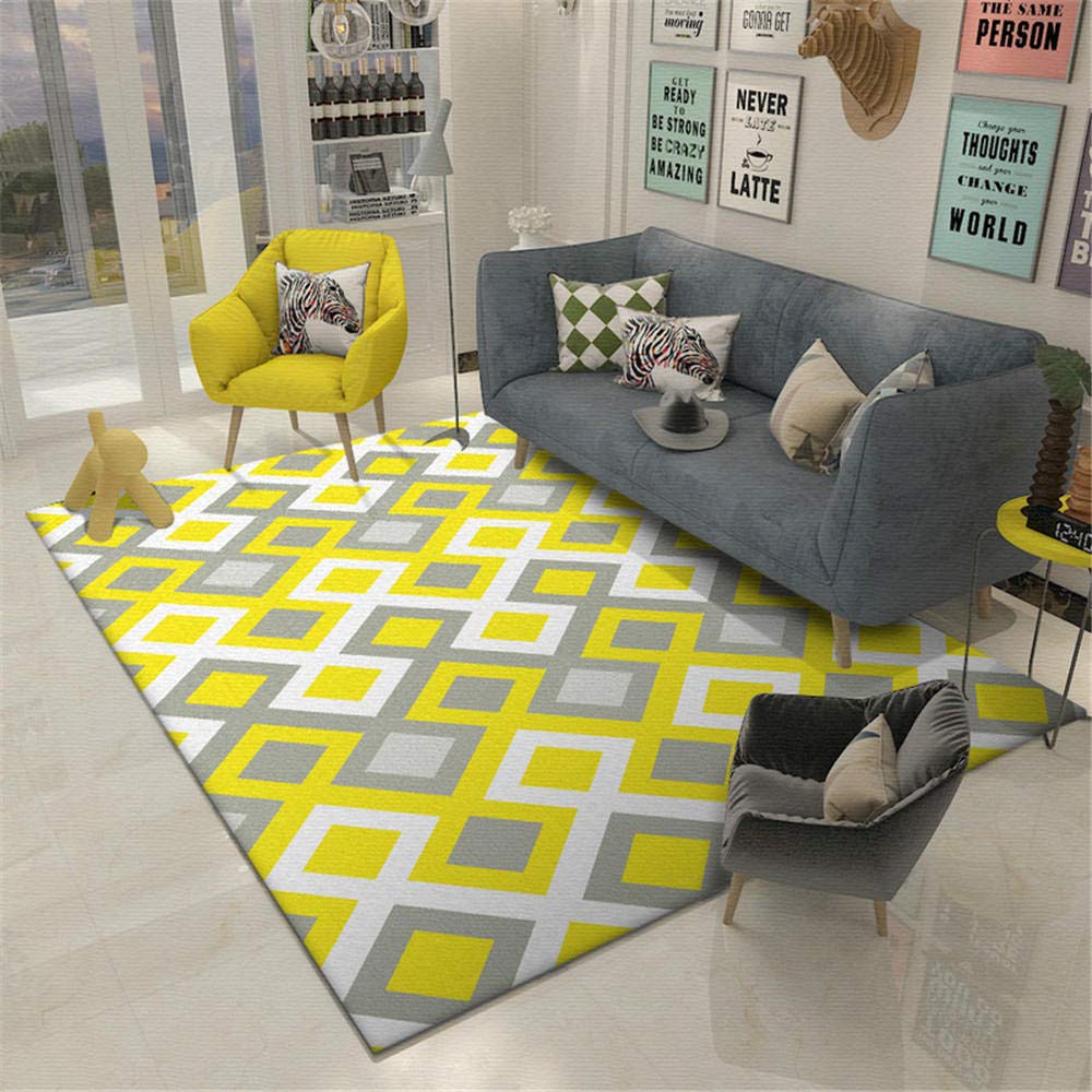 Tapis de couloir jaune antidérapant résistant aux taches de salon