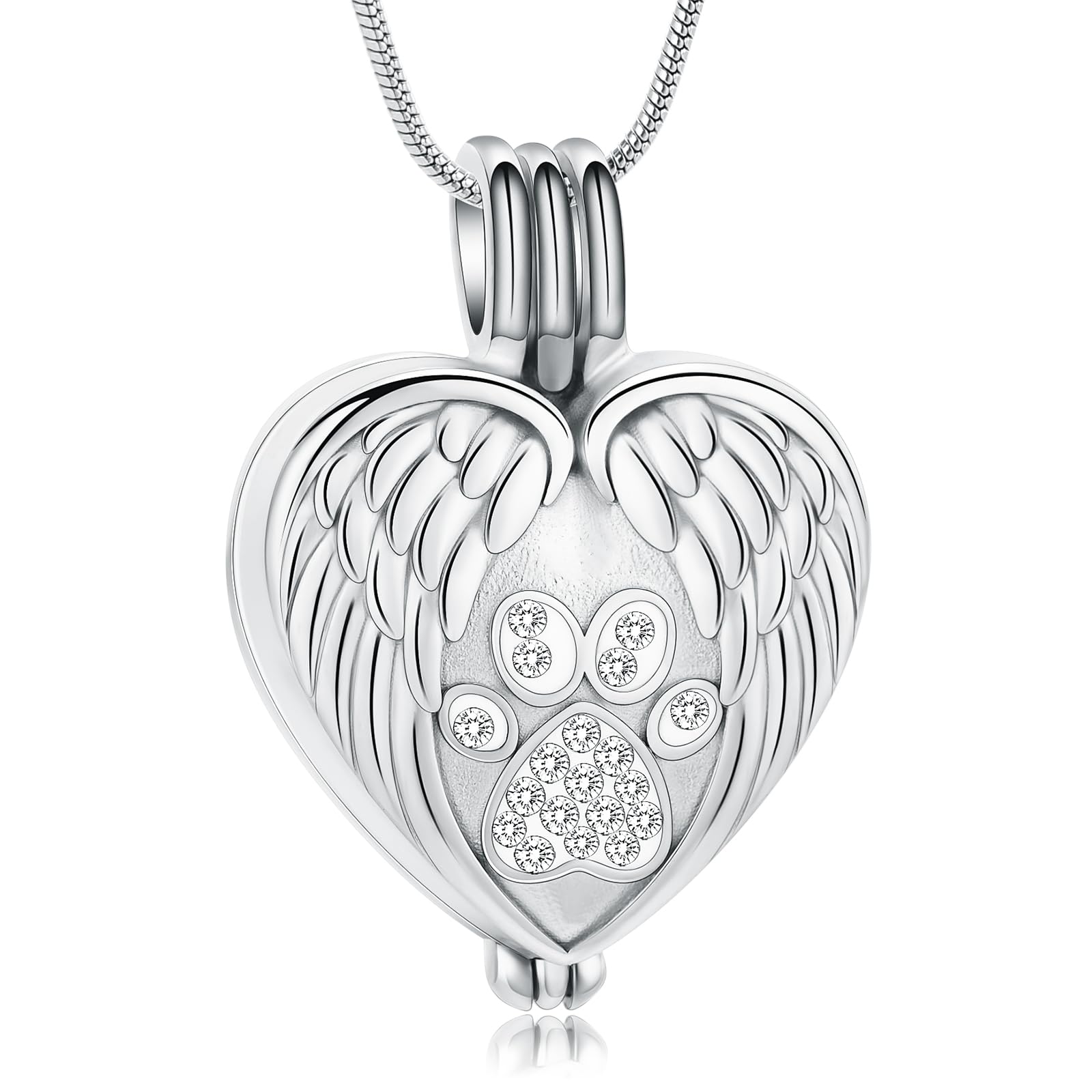 QGJNSGC Pet Cremation Jewelry for Ashes Heart Urn Necklaces Pawprint Cremation Keepsake Necklace for Pet/Dog's/Cat's Ashes Memorial Jewellery